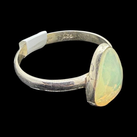 Pear Rose Cut Natural Ethiopian Opal Ring 925 Sterling Silver Size 8 Band - Picture 4 of 5